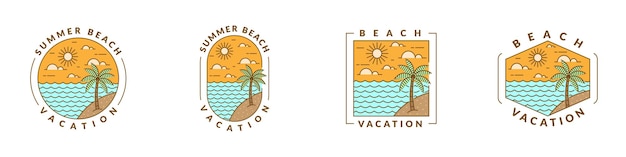 Vector illustration of beach monoline or line art style