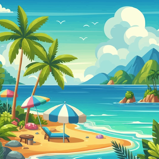 Illustration of beach scenery during the day landscape