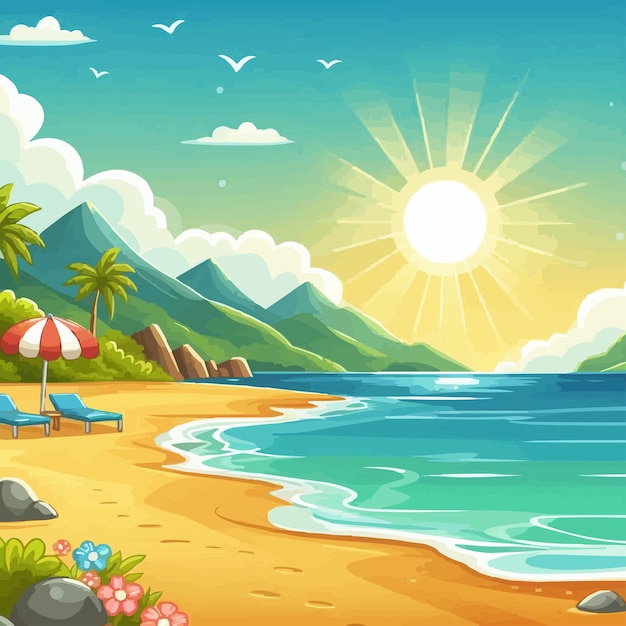 Illustration of beach scenery during the day landscape