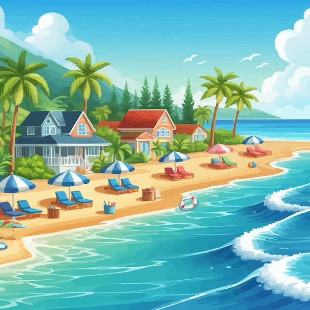 Illustration of beach scenery during the day landscape