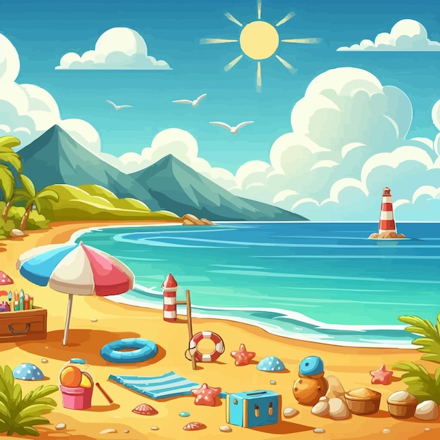 Illustration of beach scenery during the day landscape