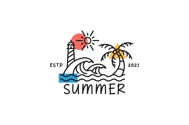Illustration Beach Summer Logo