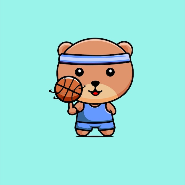 Иллюстрация медведя, несущего дизайн вектор баскетбол
