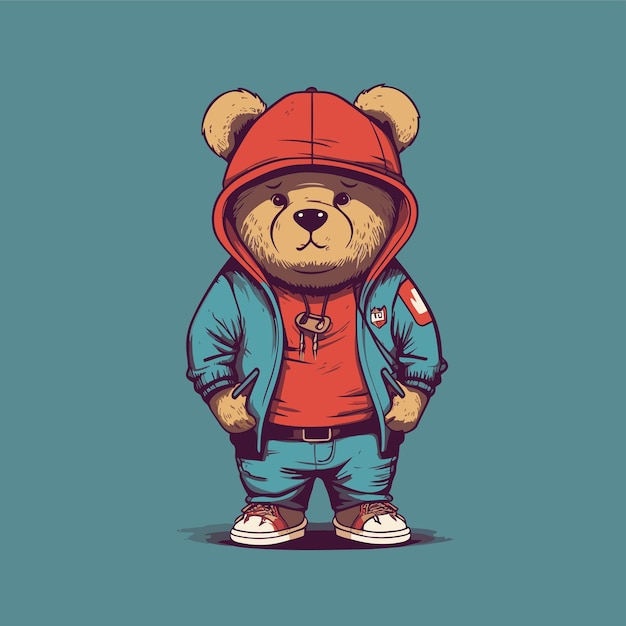 illustration bear character wearing jacket