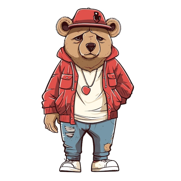 Vector illustration bear character wearing jacket