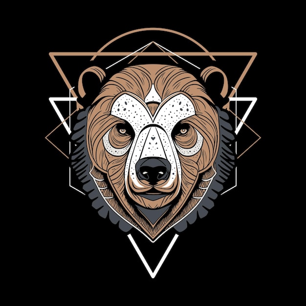 Illustration Bear Head With Sacred Geometry Style