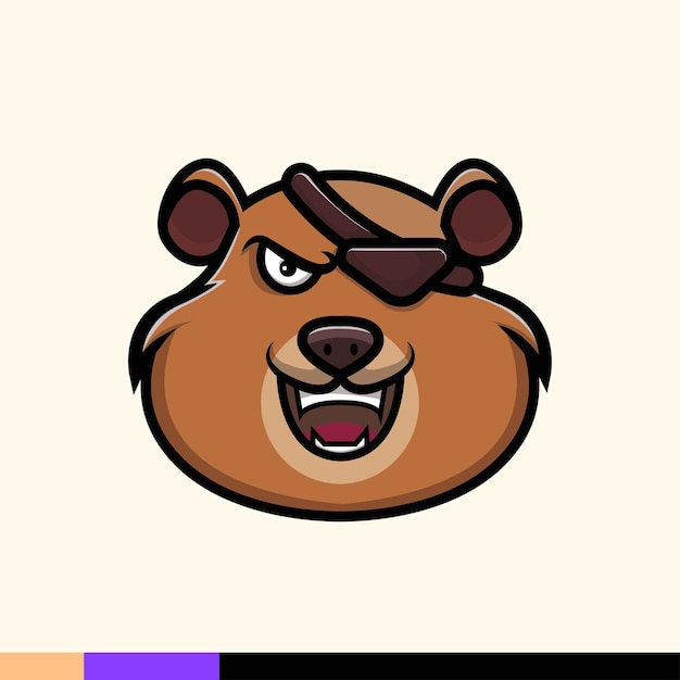 Vector illustration of bear with pirate eye patch