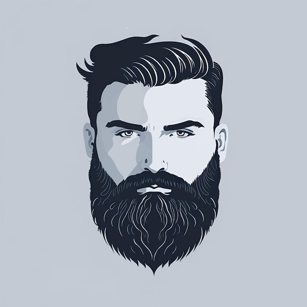 Vettore illustrazione del vettore di disegno del logo dell'uomo con la barba