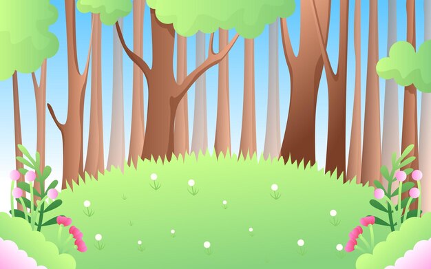 Vector illustration of beautiful green forest scenery