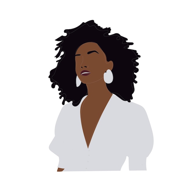 Vector illustration of a beautiful mulatto girl