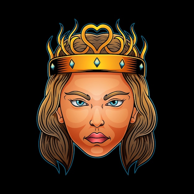 Illustration of a beautiful queen39s face wearing a crown