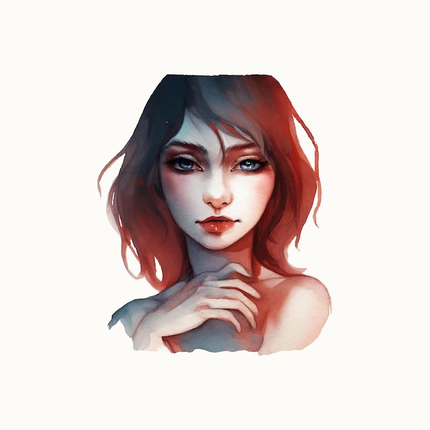 Vector illustration of a beautiful and tender vampire watercolor