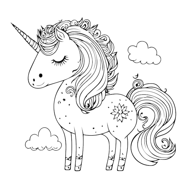 Illustration of beautiful unicorn silhouette