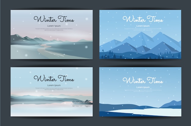 Illustration of beautiful winter landscape concept.