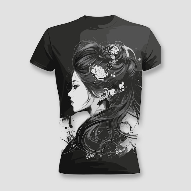 illustration of a beautiful women in a t shirt