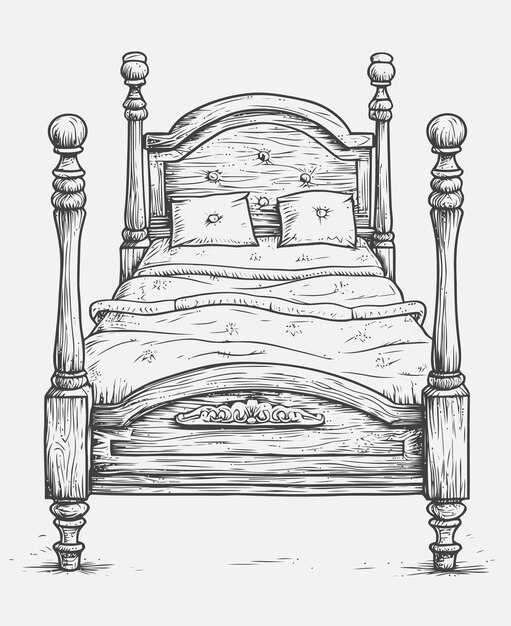 Vettore illustrazione di un letto