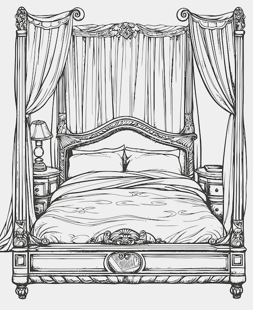 Vector illustration of a bed