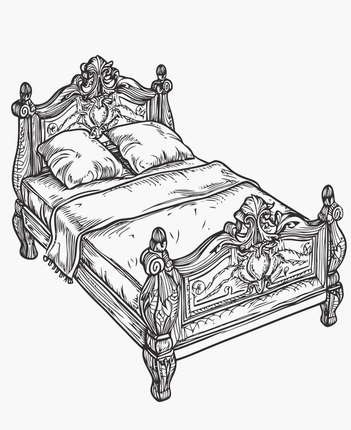 Vector illustration of a bed