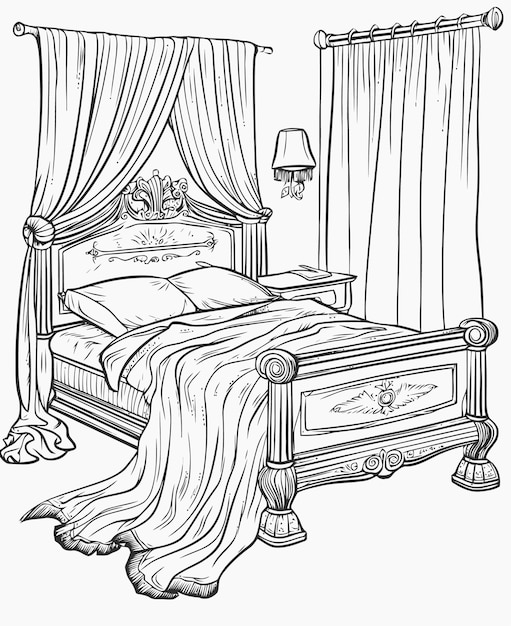 Vector illustration of a bed