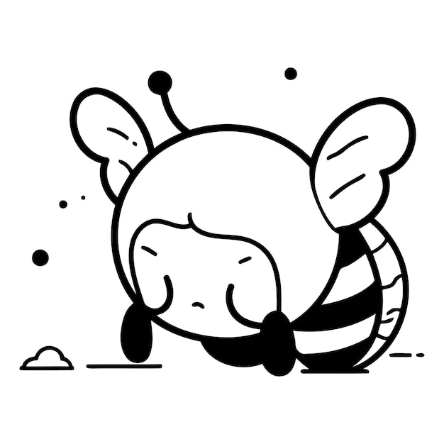 Illustration of a Bee Cute Cartoon Character Vector Design