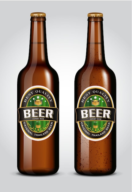 Vector illustration of beer bottle with label