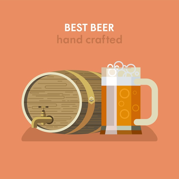 Illustration of a beer mug and a barrel