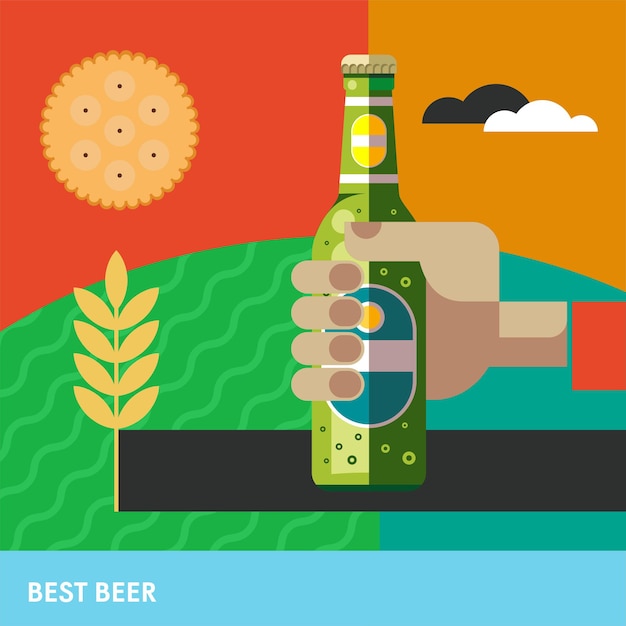 Vector illustration beer and snacks.