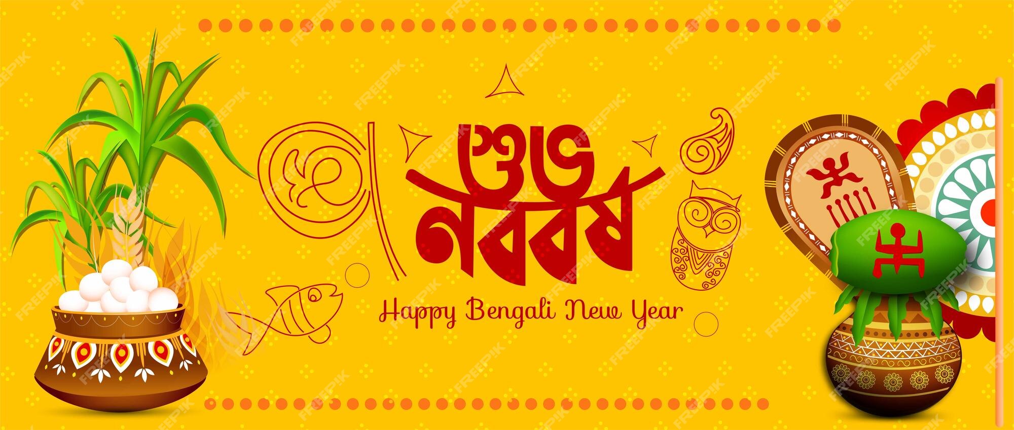 Premium Vector | Illustration of bengali new year with bengali ...
