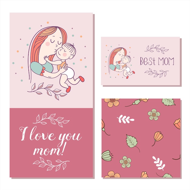 Illustration of the best mom. mom and baby.