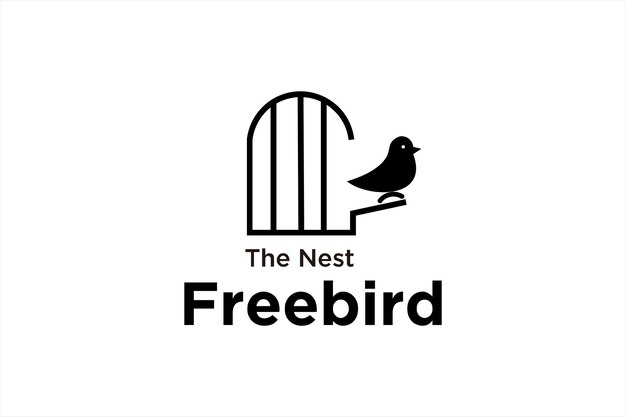 illustration bird cage confinement freedom conservation dove chicks logo design vector symbol icon