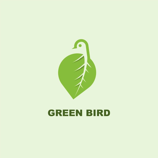Иллюстрация вектора концепции птиц и листьев. Шаблон логотипа зеленой птицы.
