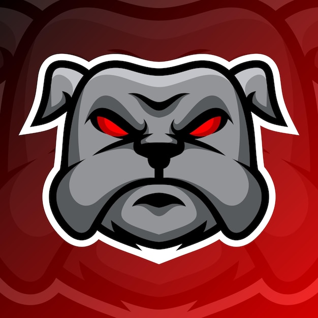 Illustrazione di un bulldog nero in stile logo esport