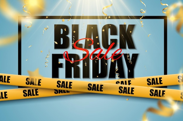 Illustration of black friday sale banner on background