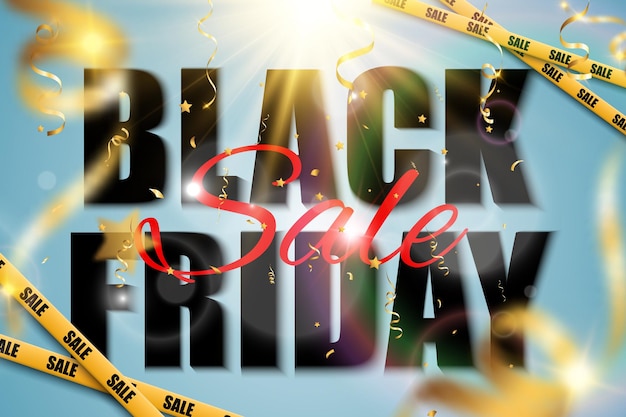 Vector illustration of black friday sale banner on backgroundadvertising template