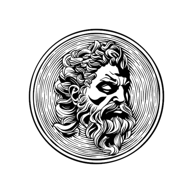 illustration of a black and white zeus coin