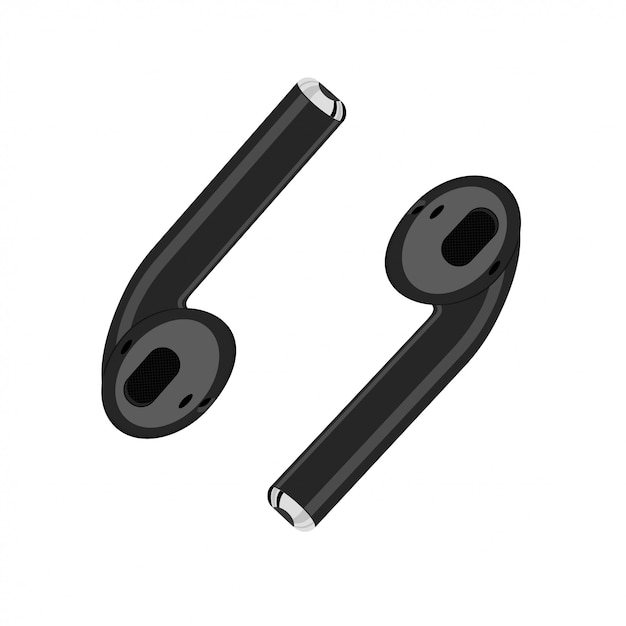 Vector illustration of black wireless headphones in a white background