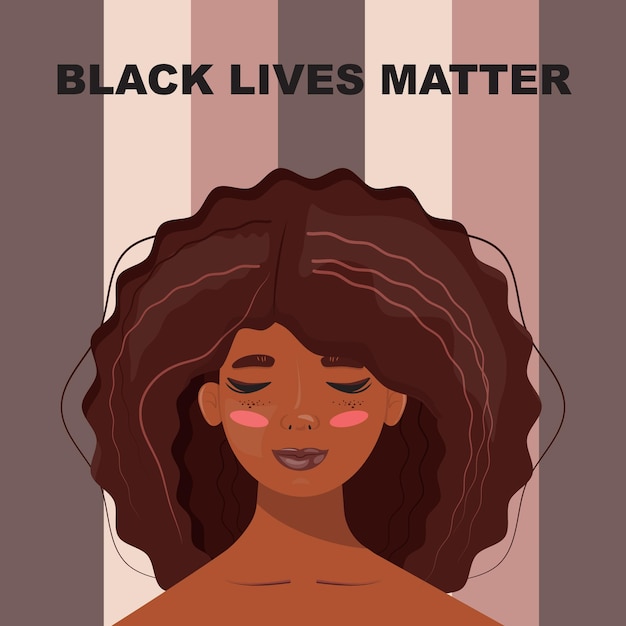 Illustration of a black woman. Banner for black lives matter.