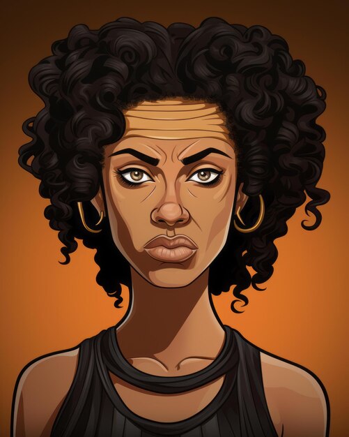 Vector an illustration of a black woman with curly hair