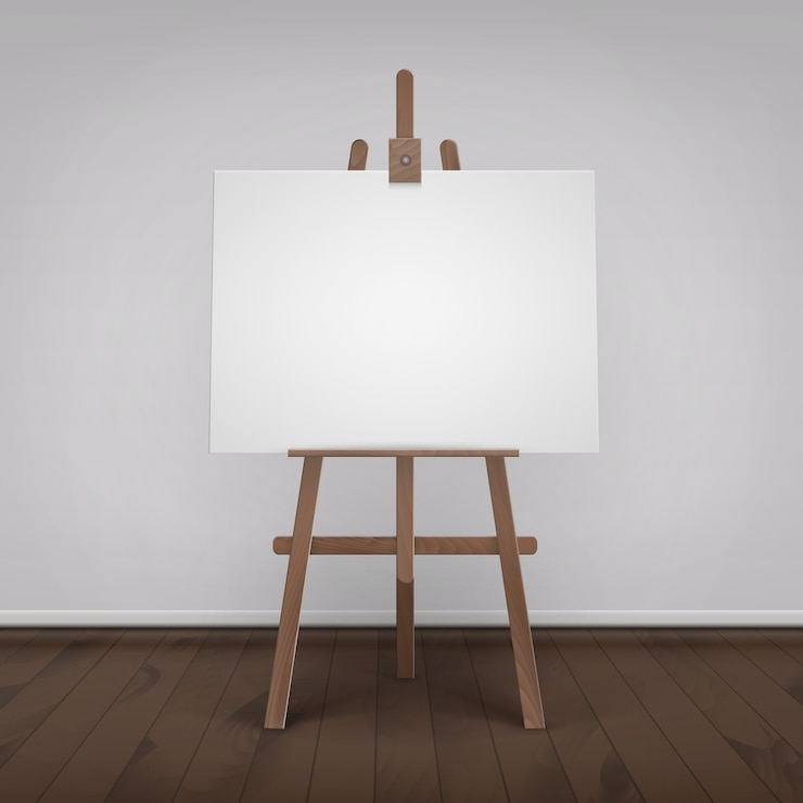 Vector illustration of blank canvas on easel