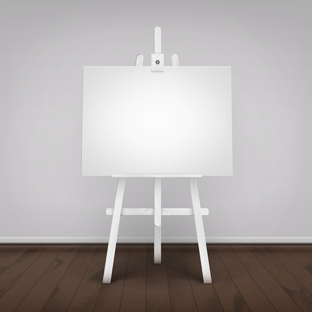 Vector illustration of blank canvas on easel