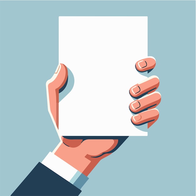 Illustration of blank paper and hands in flat design style