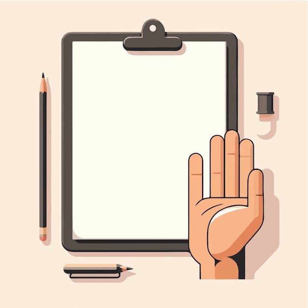 Vector illustration of blank paper and hands in flat design style