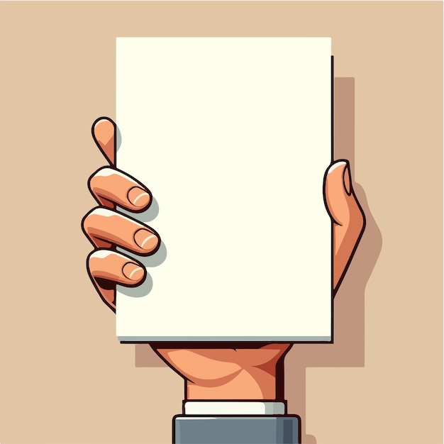 Vector illustration of blank paper and hands in flat design style