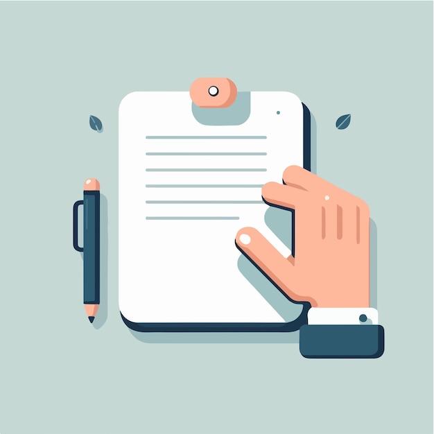 Illustration of blank paper and hands in flat design style