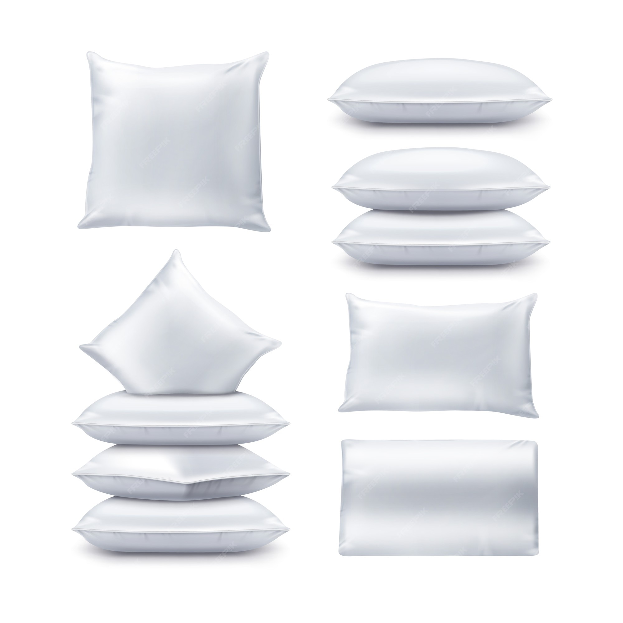 Premium Vector | Illustration of blank white square rectangular pillows. of cushion top and front view