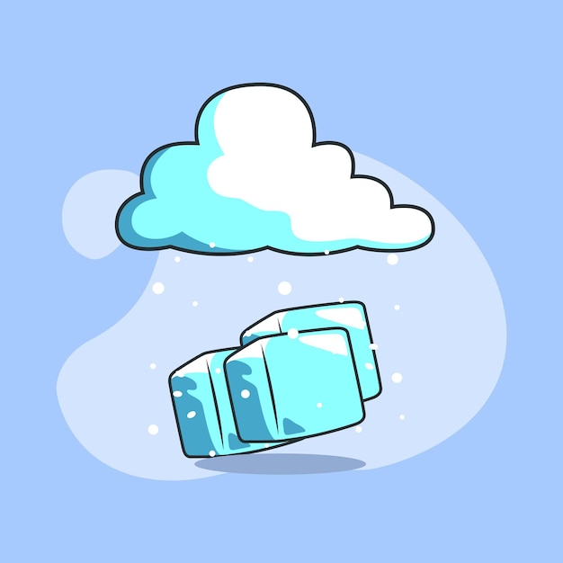 Illustration of blocks of ice under clouds