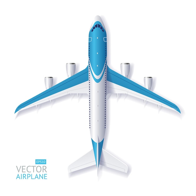 Иллюстрация синий самолет с пространством для текста, изолированных на белом фоне.