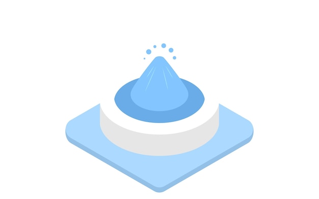 Illustration of blue icon of isometric fountain