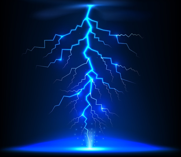 Vector illustration of blue lightning thunder