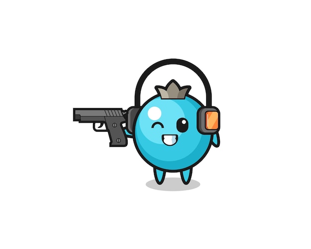 Illustration of blueberry cartoon doing shooting range , cute design